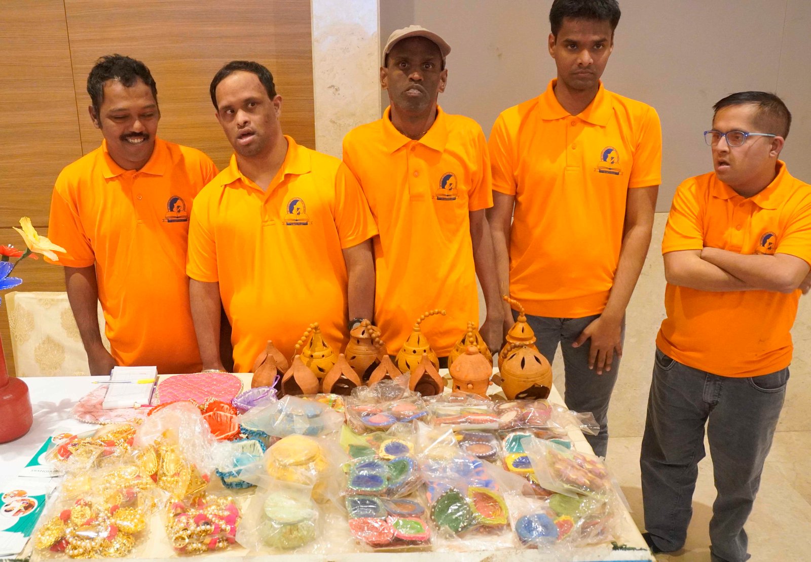 SEEN SPEICAL CHILDREN OF SRII VIDHYAS CENTRE WHO MADE THE PRODUCTS IN THE PIC 